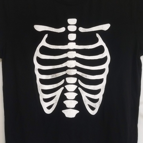 Mens XXL Skeleton Black Short Sleeve Halloween Tee - Picture 3 of 4